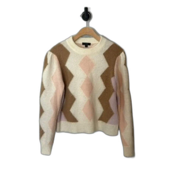 J.crew Womens Pullover Diamond-checked Cropped Crewneck Sweater Size Medium - Picture 16 of 16